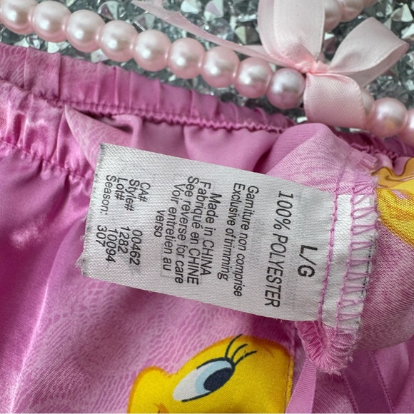 Tweety bird pants capri crop Pink Satin Looney Tunes Pajama Pants - Picture 7 of 12